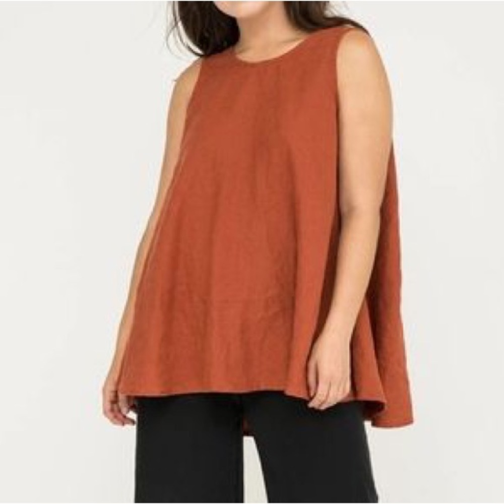 Elizabeth Suzann Linen Harlow Tunic tank in terracota